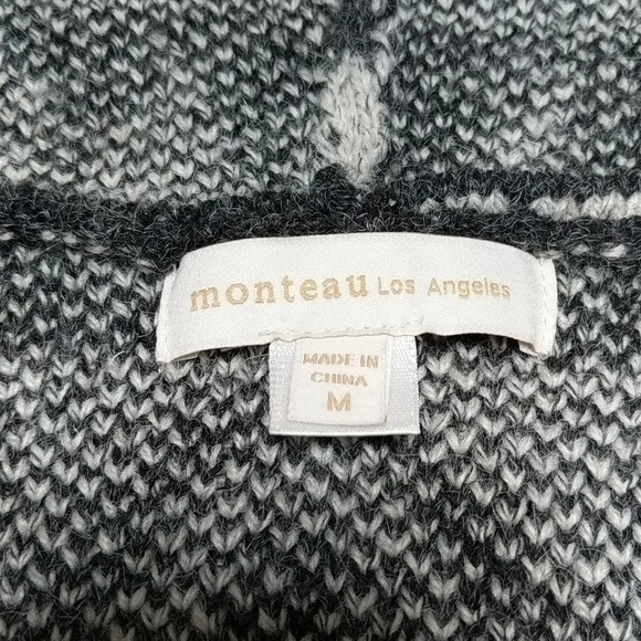 Monteau Boho Knit Open Front Hooded Duster Cardigan Medium - Picture 3 of 10